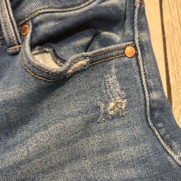 Boheme Dark Blue Skinny Jeans premium denim size 23 raw hem - Picture 9 of 9